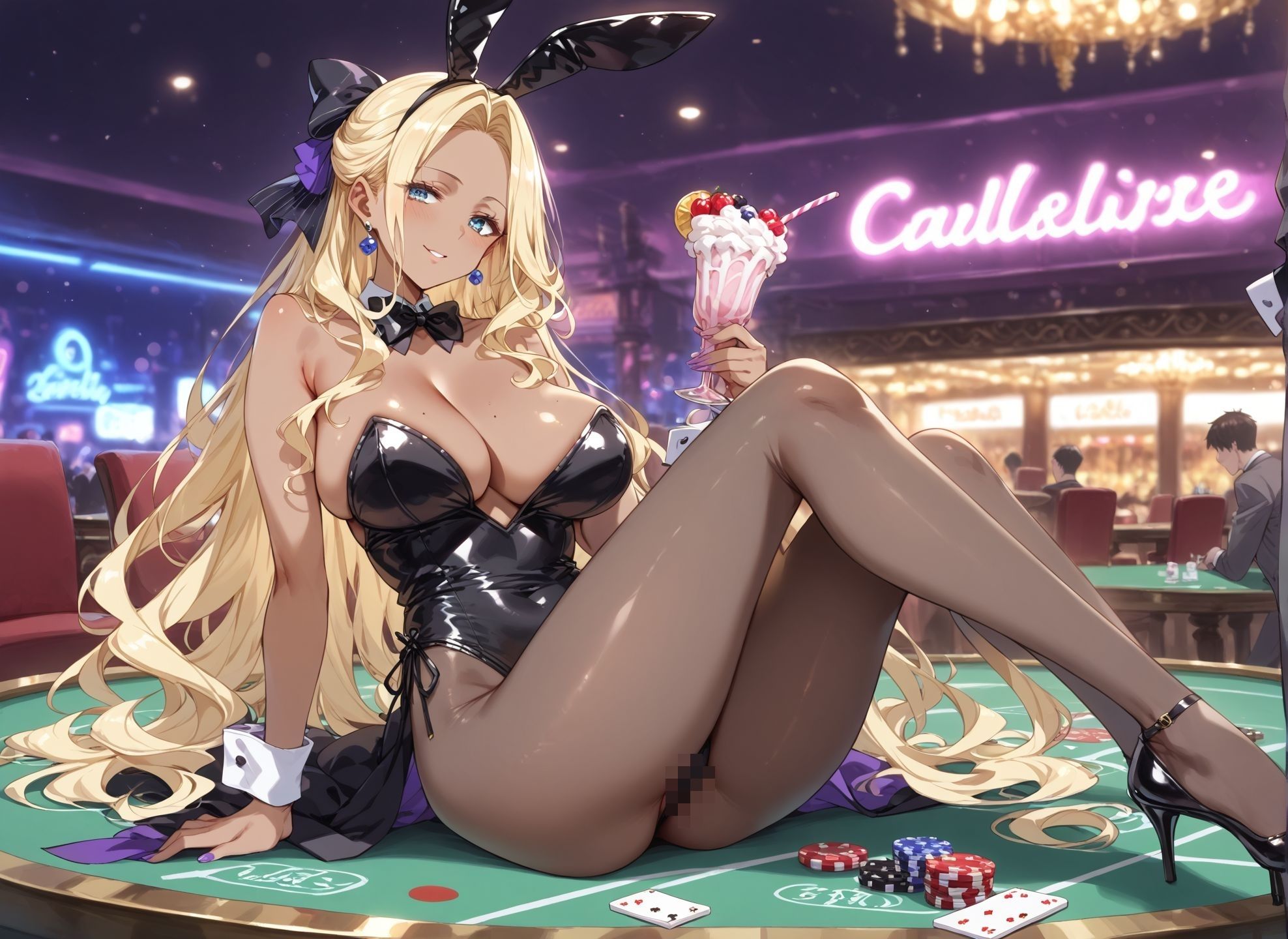 サンプル画像1:黒光りギャルバニー(パンツ泥棒) [d_407611]