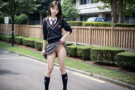 サンプル画像5:【大容量・高画質】制服スカートめくり美少女(Fetishism AI) [d_407625]