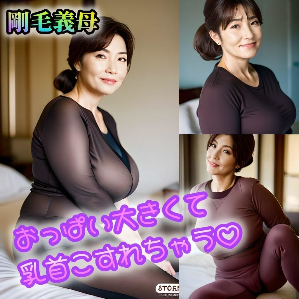 サンプル画像2:【着エロ義母】剛毛義母のぱつんぱつんおっぱい〜勃起した乳首と卑猥な陰毛〜【139p】(紐をギュッとね) [d_407832]