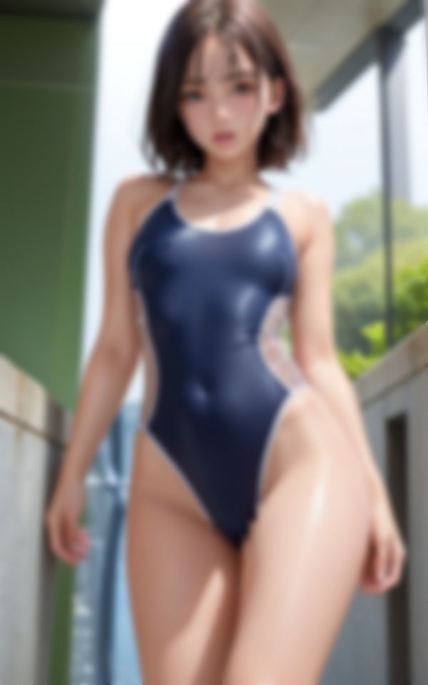 サンプル画像2:キワドイ水着で後輩を挑発する生意気な先輩部員(AIハッピー) [d_408047]