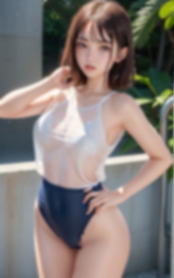 サンプル画像4:キワドイ水着で後輩を挑発する生意気な先輩部員(AIハッピー) [d_408047]