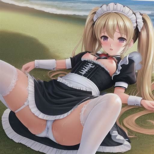 サンプル画像1:金髪ツインテメイドのどこでも露出！！(まんまんちん) [d_408048]