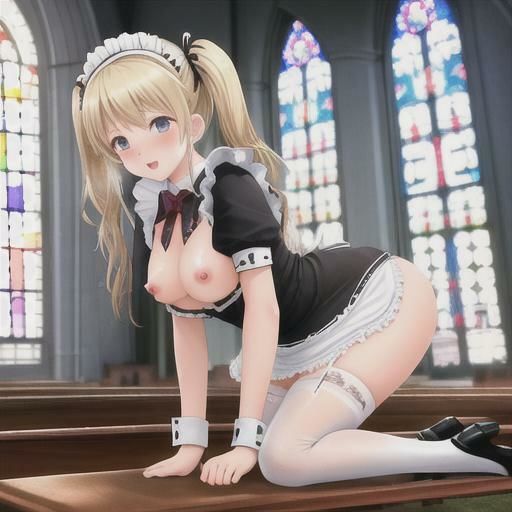 サンプル画像2:金髪ツインテメイドのどこでも露出！！(まんまんちん) [d_408048]