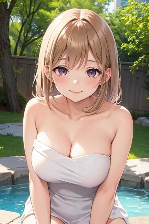 サンプル画像2:全裸よりエロい巨乳な彼女のバスタオル姿(AIバブみ) [d_408318]