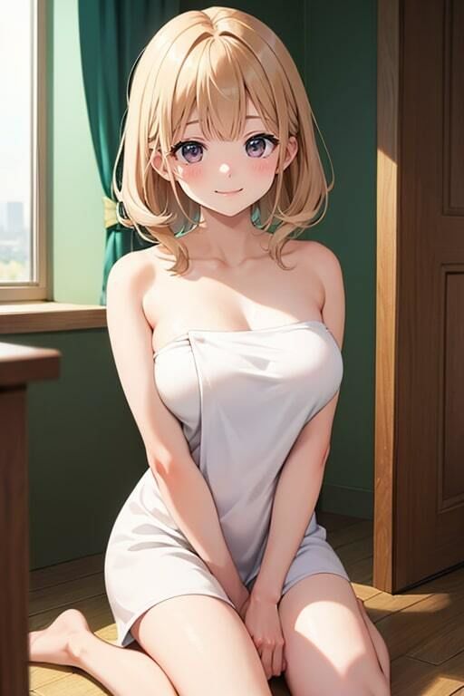 サンプル画像3:全裸よりエロい巨乳な彼女のバスタオル姿(AIバブみ) [d_408318]