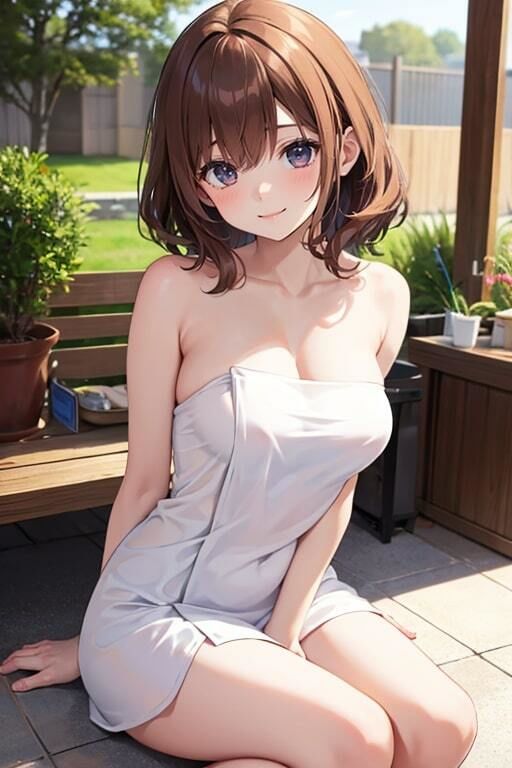 サンプル画像5:全裸よりエロい巨乳な彼女のバスタオル姿(AIバブみ) [d_408318]