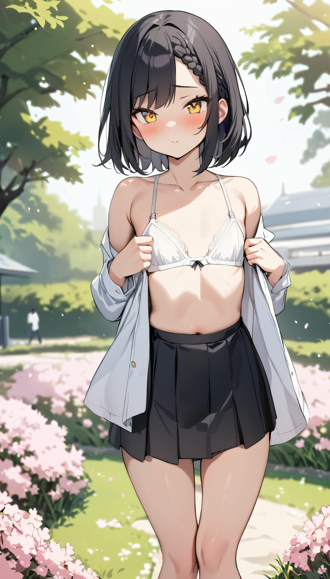 サンプル画像4:［縦長157枚］ 野外露出黒髪美女(AI factory) [d_408436]