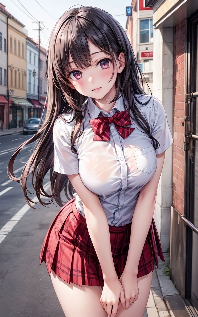 サンプル画像1:グラビア＆裏画像 JKアイドル 福田うるみ 赤制服バージョン(AIらぼんぬ) [d_408941]