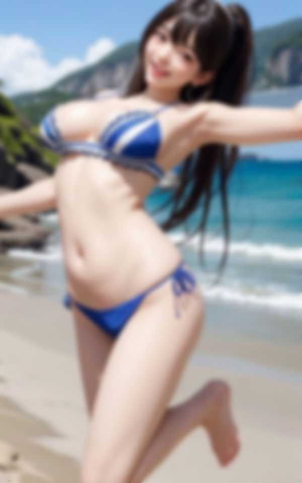 サンプル画像1:天真爛漫でエロかわいい水着の後輩ちゃんと夏のビーチで初デート(AIエンジェル) [d_409097]