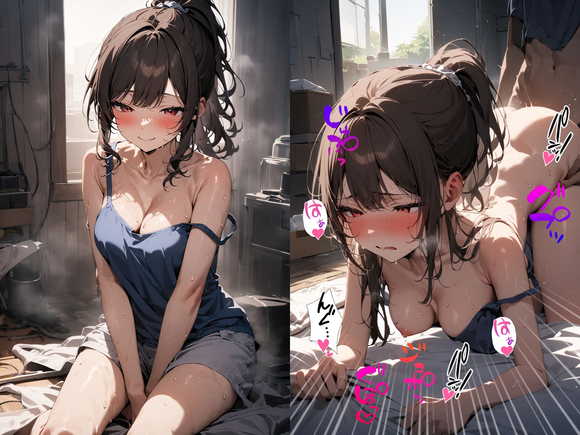 サンプル画像1:60キャラ 汗だく びしょ濡れ 即オチ2コマ(事務びーむ) [d_409234]