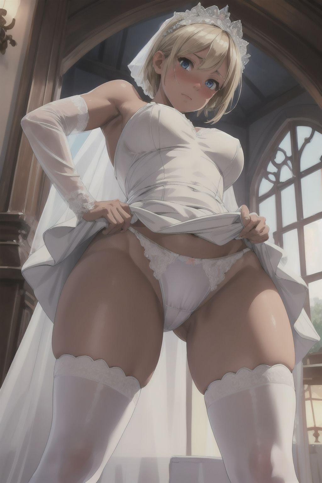 サンプル画像2:ブロンドショートのウェディング(長ネギ粘菌) [d_409247]