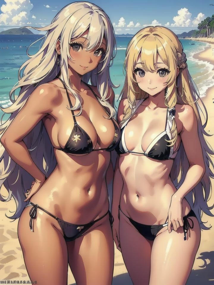 サンプル画像2:ビッチギャルたちの夏の大乱交！スケベ美女はビーチでとまらない？(M字大魔王) [d_409682]