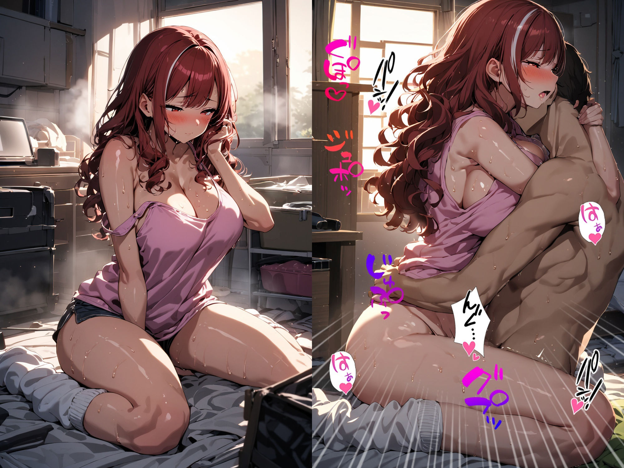 サンプル画像5:60キャラ 汗だく巨乳 びしょ濡れ 即オチ2コマ(事務びーむ) [d_409784]