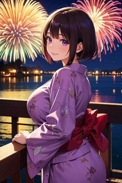 サンプル画像1:浴衣姿の可愛い彼女と着衣セックス(AIバブみ) [d_410084]