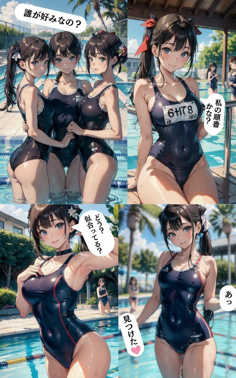 サンプル画像1:スク水女子校生 ピチピチ水着【AI美女イラスト集】(AI picture factory) [d_410105]