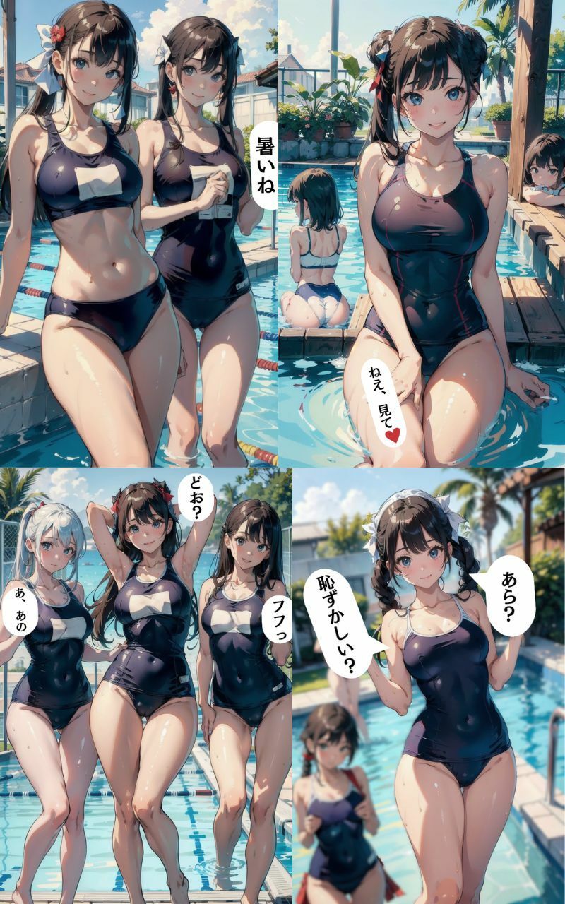 サンプル画像2:スク水女子校生 ピチピチ水着【AI美女イラスト集】(AI picture factory) [d_410105]