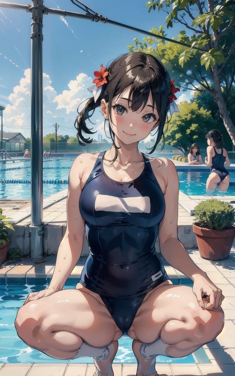 サンプル画像3:スク水女子校生 ピチピチ水着【AI美女イラスト集】(AI picture factory) [d_410105]