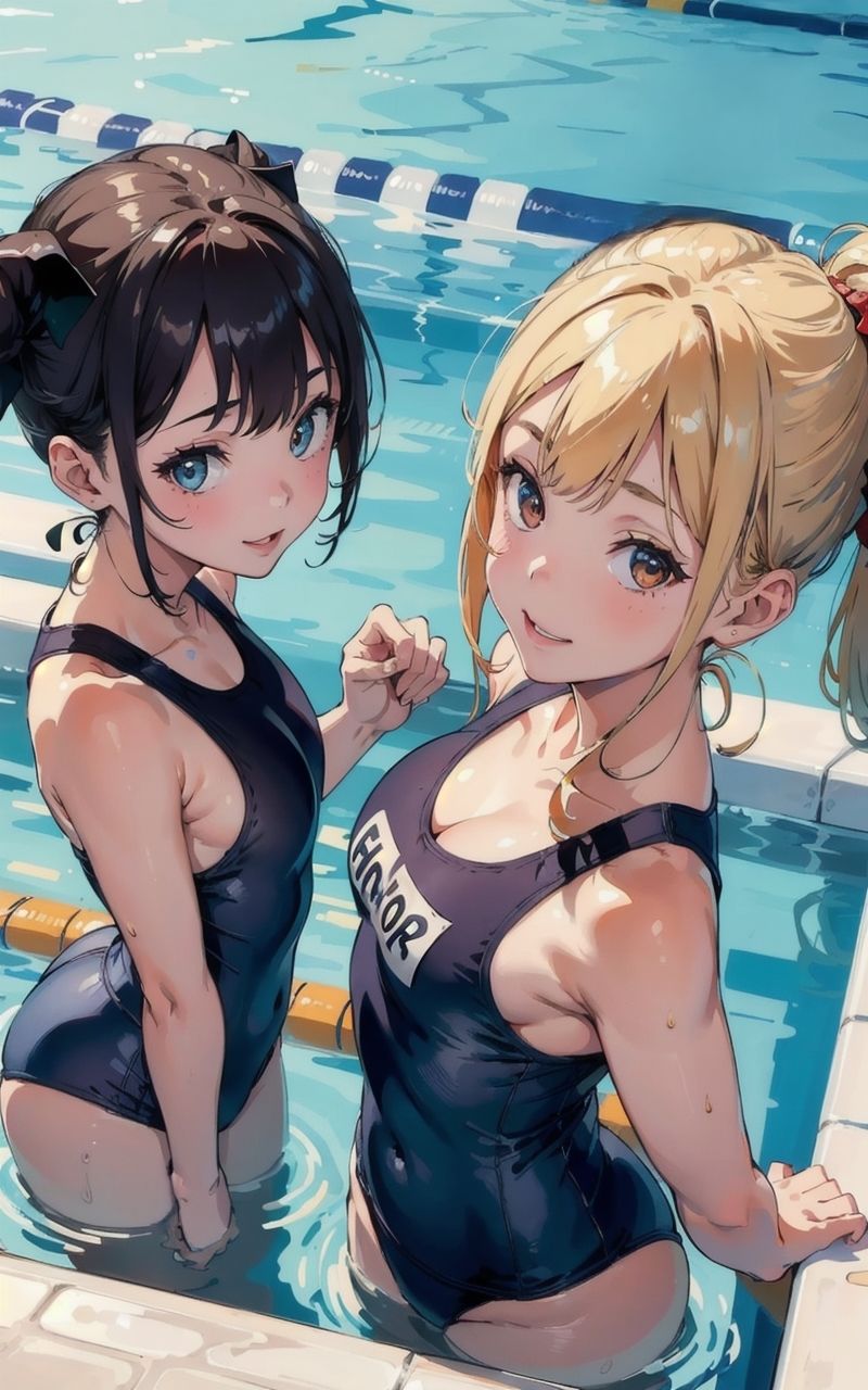 サンプル画像4:スク水女子校生 ピチピチ水着【AI美女イラスト集】(AI picture factory) [d_410105]