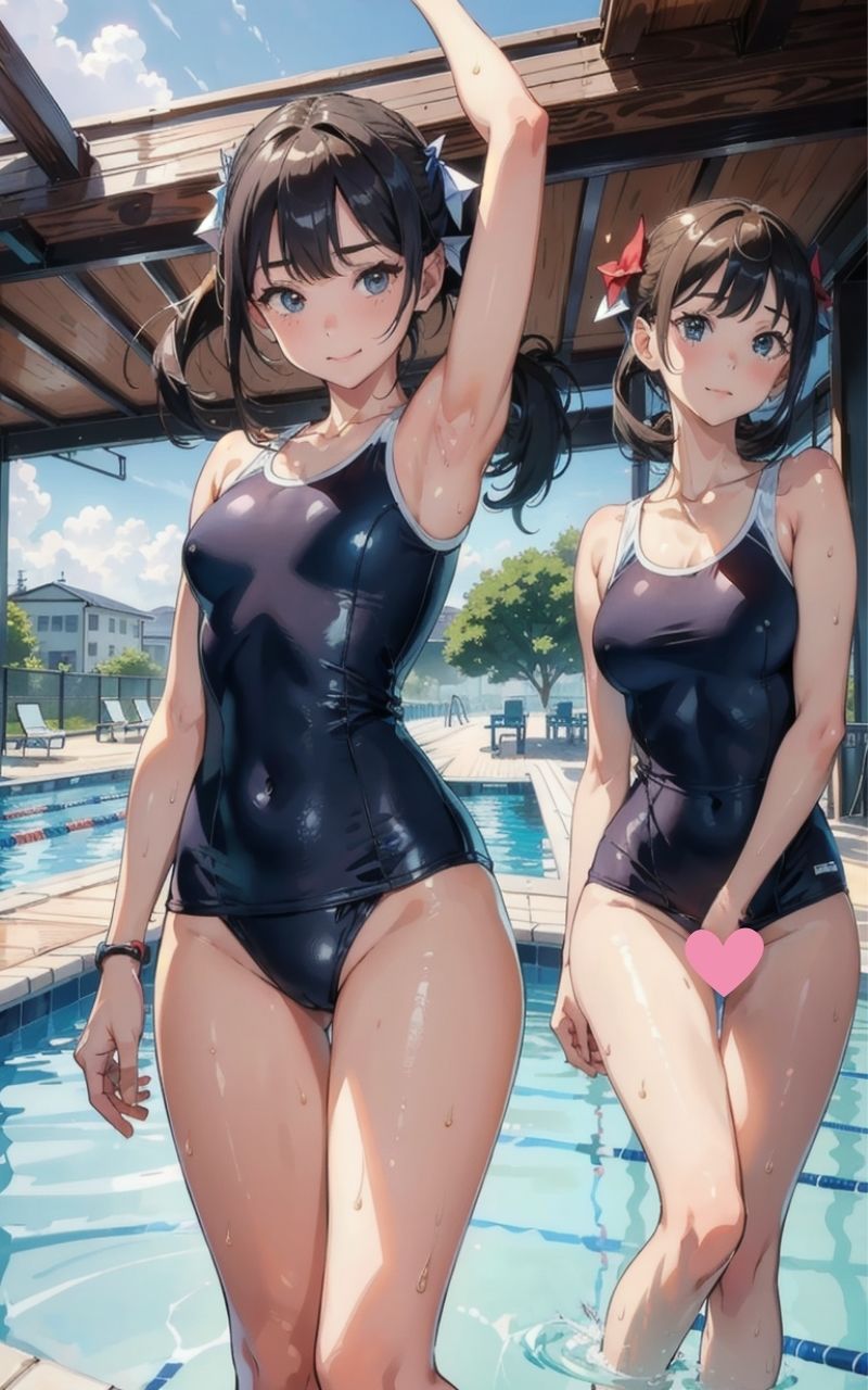 サンプル画像6:スク水女子校生 ピチピチ水着【AI美女イラスト集】(AI picture factory) [d_410105]