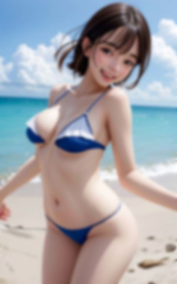 サンプル画像6:夏のビーチに現れた笑顔がまぶしい淫乱ビッチ美女コレクション(あくあAI) [d_410113]