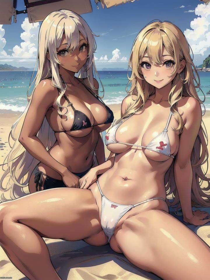 サンプル画像1:ビーチで盛り上がっていたチ●ポを見たがる水着ギャルを海ナンパ！ 目の前で勃起させたらノリノリで大乱交しちゃいました！(みっちい) [d_410118]