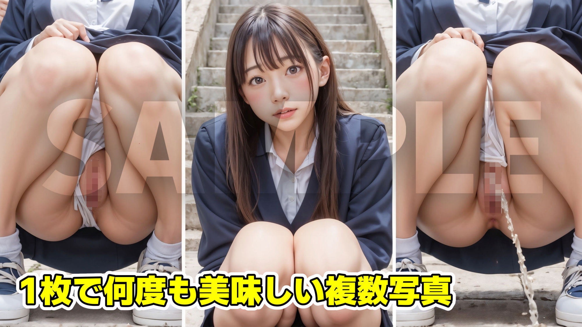 サンプル画像3:階段おしっこ3 女子校生ダイナミックビューティー【4K写真集】(コメットパンチ) [d_410151]