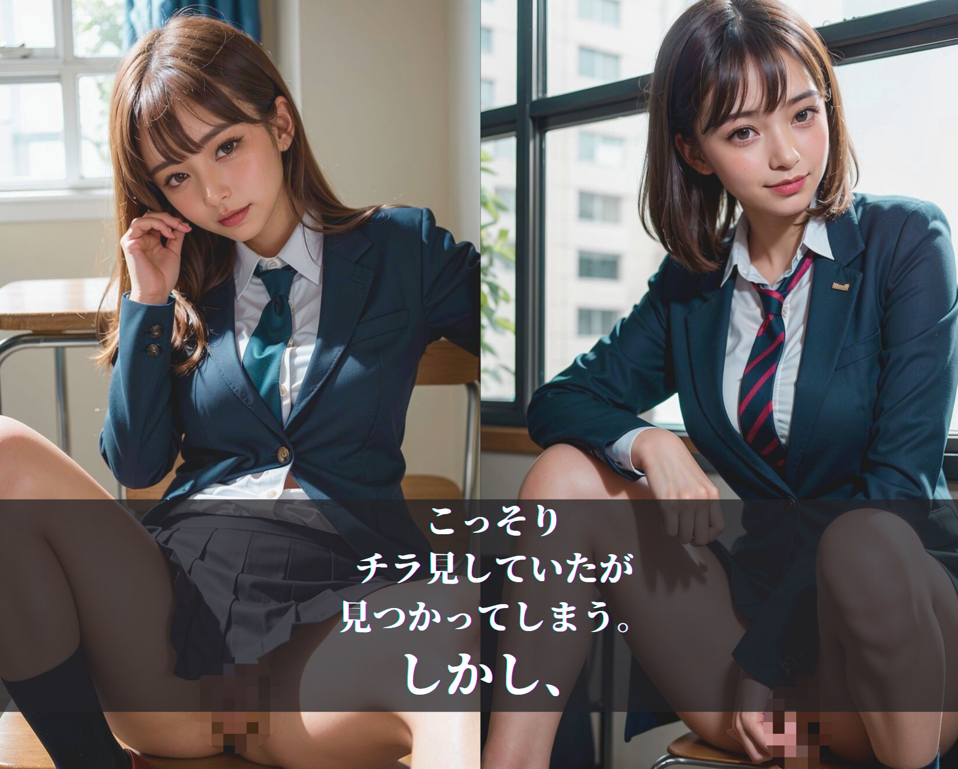 サンプル画像2:制服美少女のノーパン開脚(変態カントク。) [d_411120]