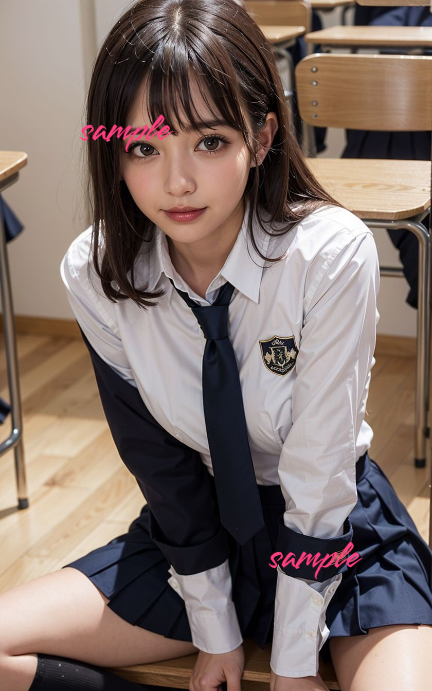 サンプル画像4:制服美少女のノーパン開脚(変態カントク。) [d_411120]