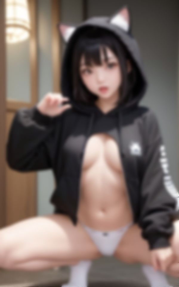 サンプル画像4:エッチな上目遣いで誘惑してくる猫耳フードのメンヘラ家出娘(あいの製作委員会) [d_411158]