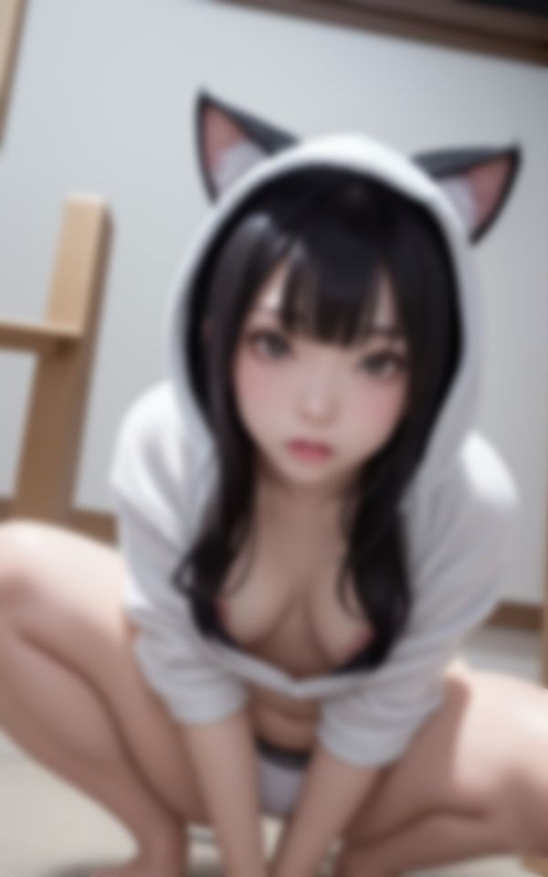 サンプル画像5:エッチな上目遣いで誘惑してくる猫耳フードのメンヘラ家出娘(あいの製作委員会) [d_411158]