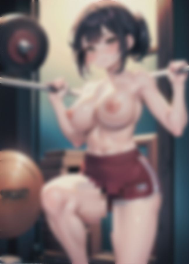 サンプル画像6:爆乳娘の筋トレ「おっぱい丸出しで変態トレーニング」(美味しい汁) [d_411250]