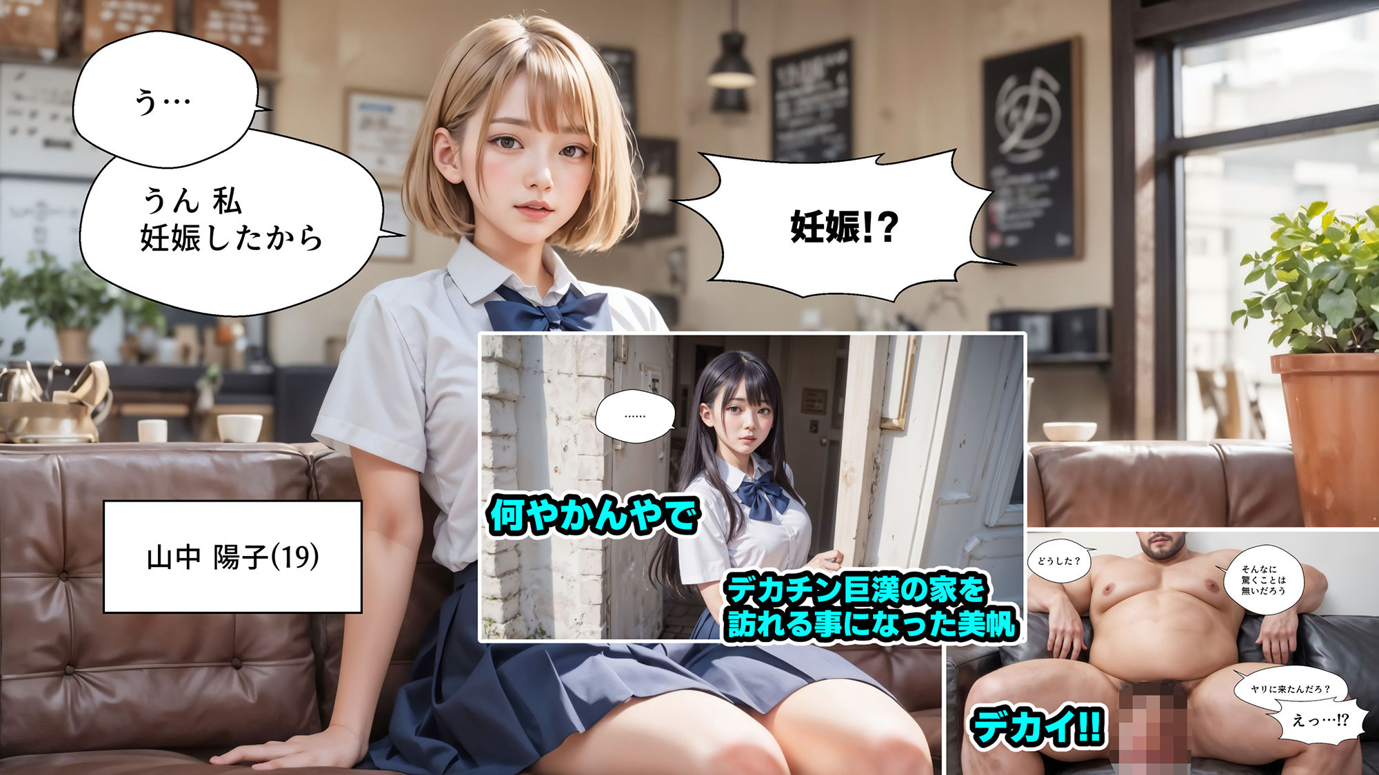 サンプル画像2:女子校生 巨漢種付けプレス2【4Kマンガ＋写真集】美帆と陽子 〜AI生成一周年記念商品〜(コメットパンチ) [d_412231]