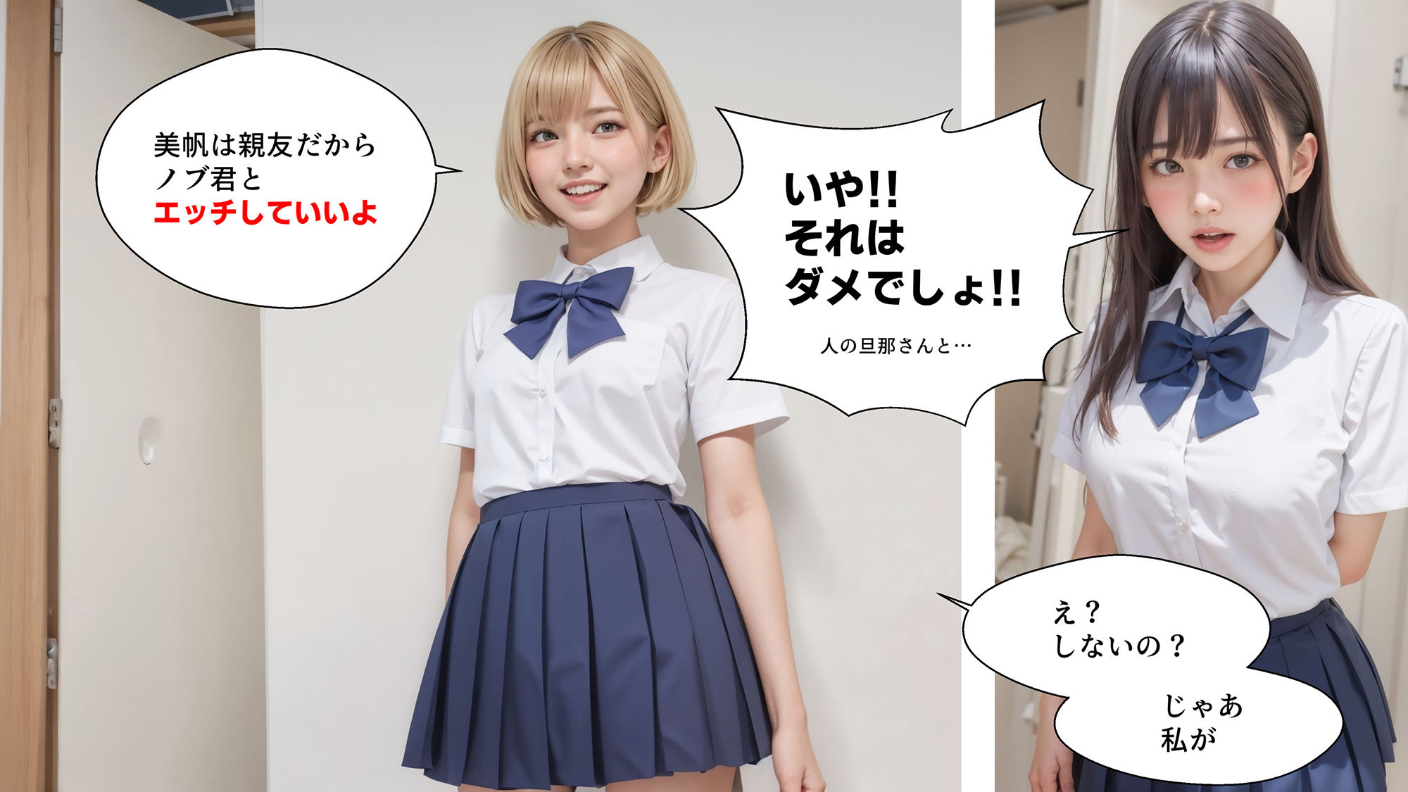 サンプル画像5:女子校生 巨漢種付けプレス2【4Kマンガ＋写真集】美帆と陽子 〜AI生成一周年記念商品〜(コメットパンチ) [d_412231]