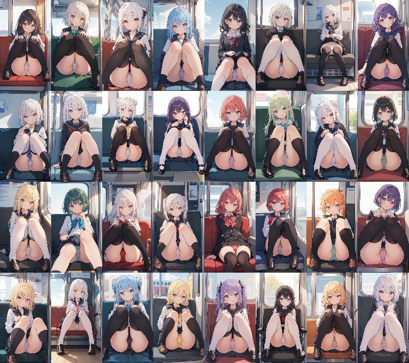 サンプル画像2:電車で向かいの席のJKがパンチラでからかってくる件(うさぎ温泉) [d_412308]