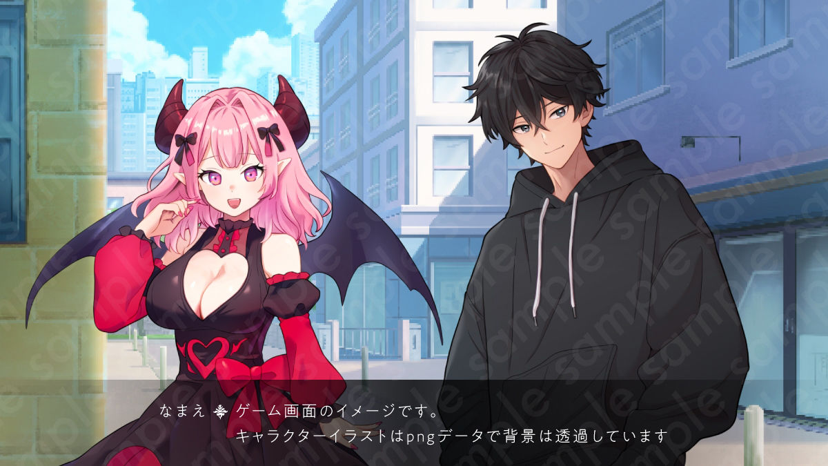 サンプル画像3:【立ち絵素材】ツンデレな雰囲気のピンク髪サキュバス女性のイラスト・ファンタジー・悪魔/服有りver・裸verの2種類/全身差分14種【PSD付き】(素材WIZPACK) [d_412367]