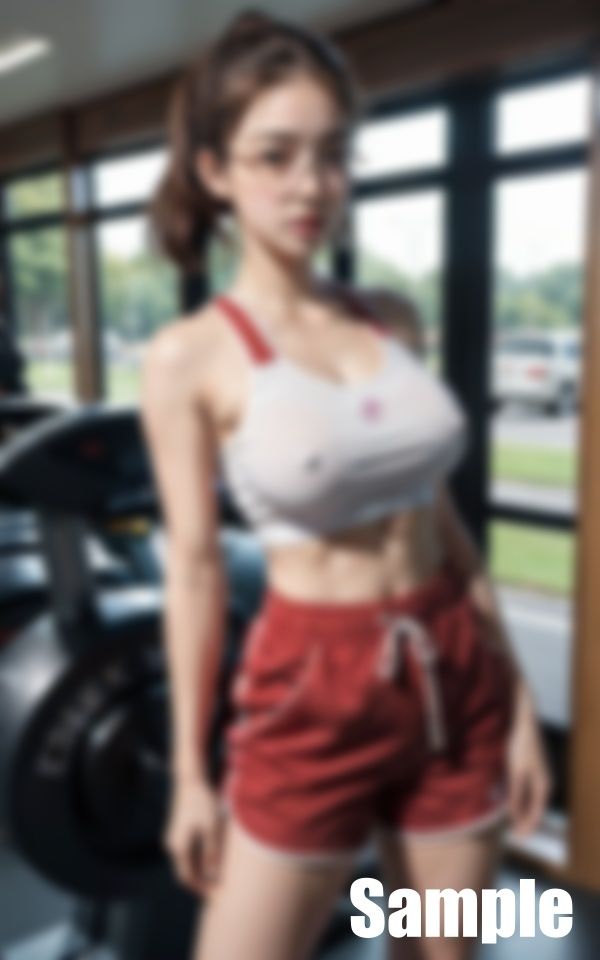 サンプル画像2:ジムでトレーニングするメガネ女子たち(にょわんぴ) [d_413320]