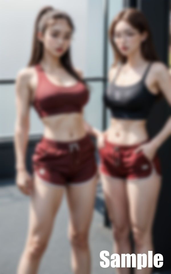 サンプル画像4:ジムでトレーニングするメガネ女子たち(にょわんぴ) [d_413320]