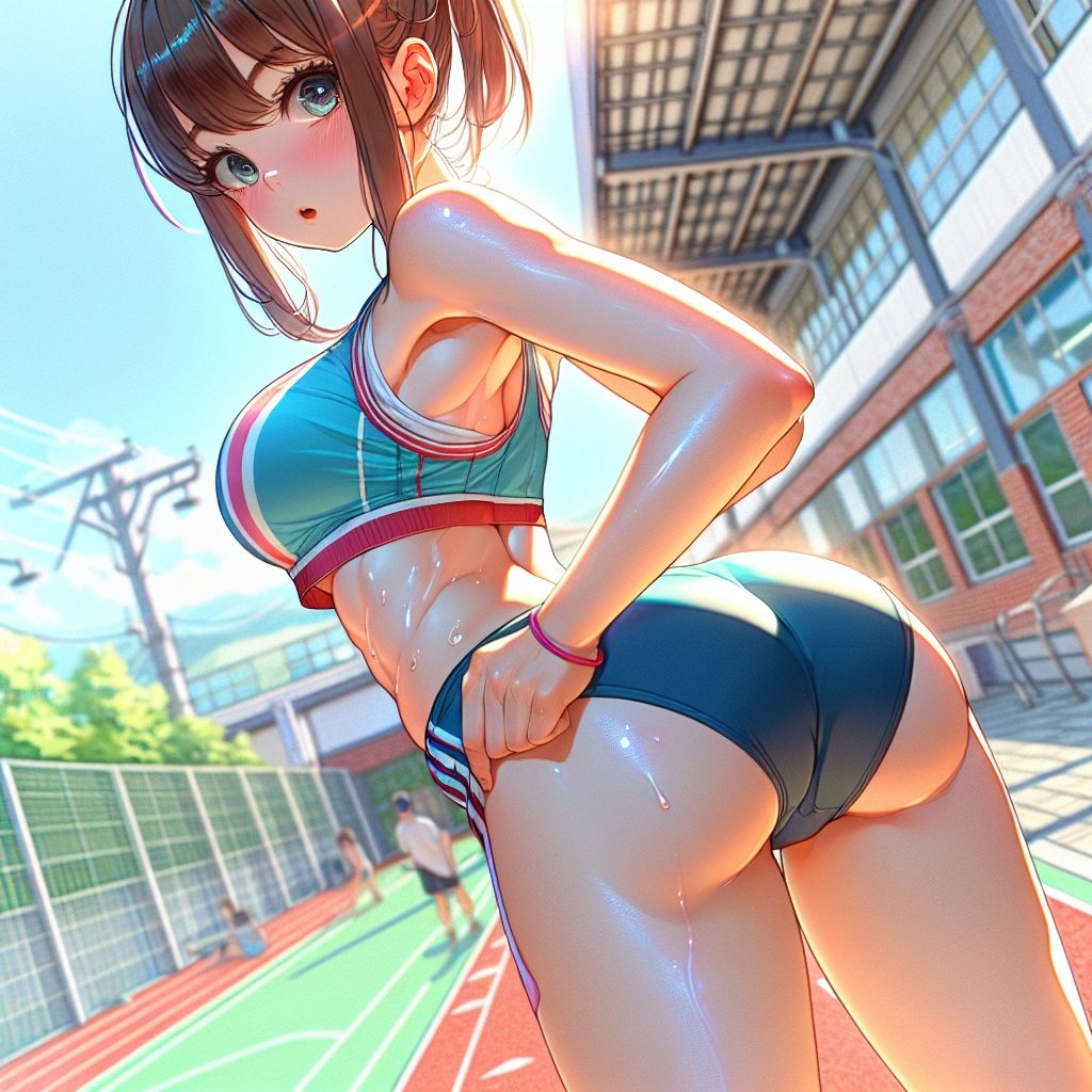 サンプル画像4:陸上女子・汗だく・汗染みフェチ専用 滴る汗 CG集(PinkRose) [d_413357]