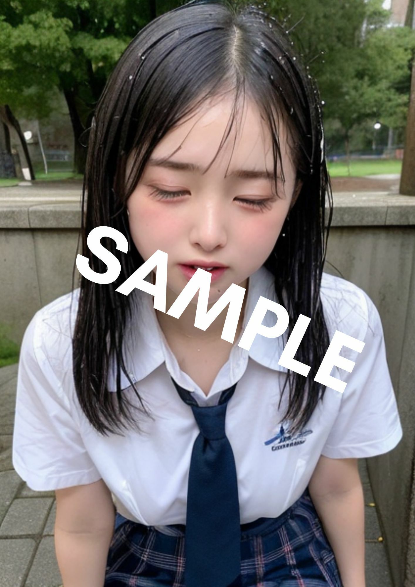 サンプル画像3:濡れている女子校生(AIアリス) [d_413511]