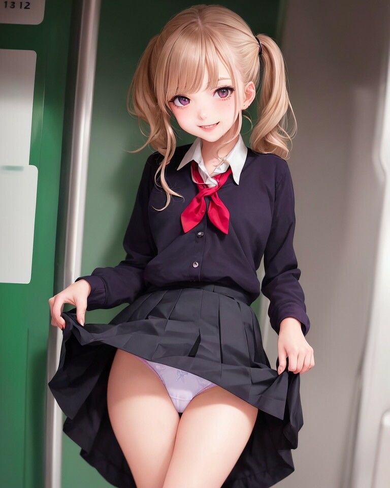 サンプル画像4:電車の中でパンツを見せつけるブームになった世界(AI専門) [d_413524]