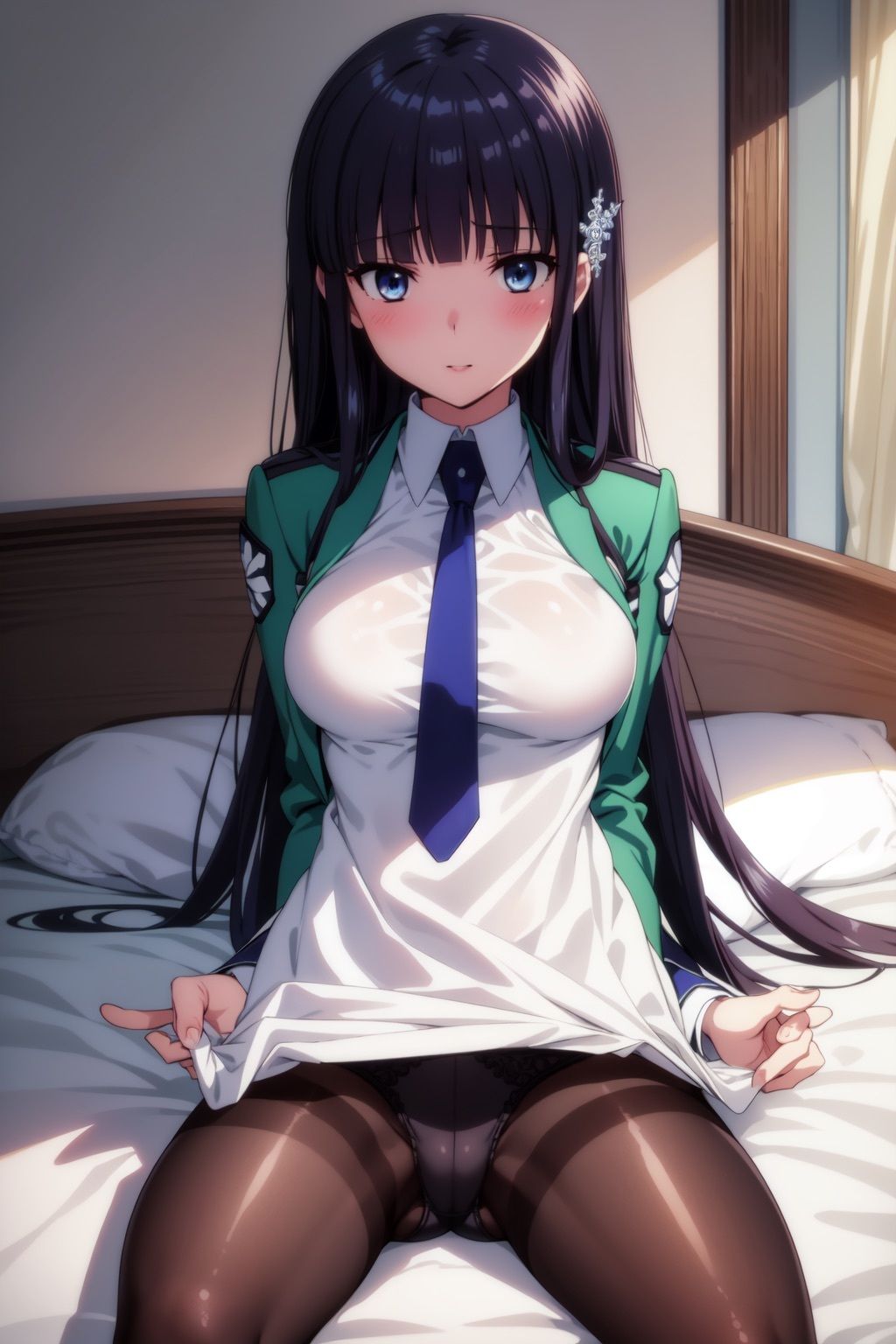 サンプル画像2:魔法科○校の◯等生 司波◯雪 制服・水着タイツCG集(Rin ｜ AI art) [d_413684]