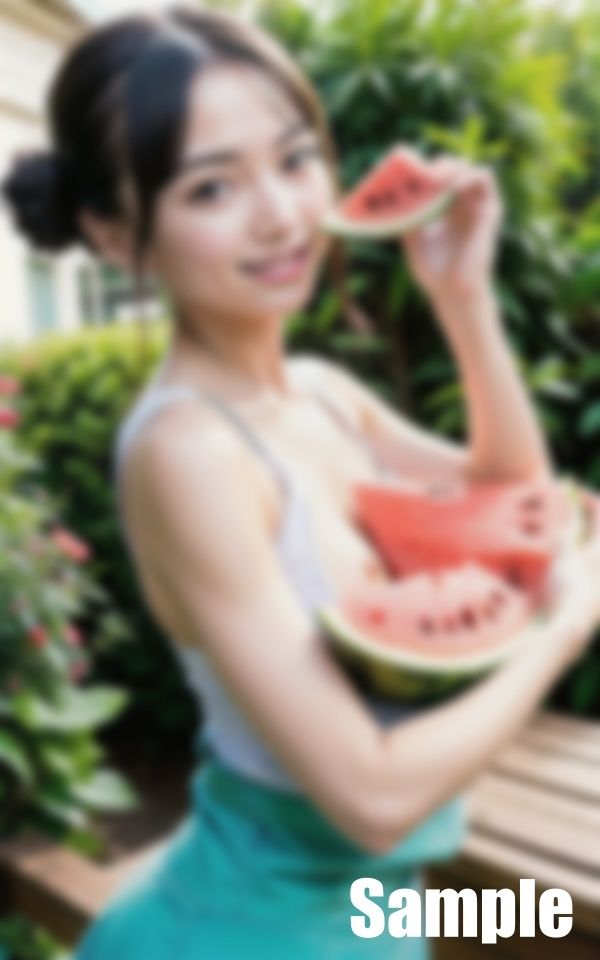 サンプル画像2:夏の思い出 スイカ大好き(にゅーよーく) [d_413798]