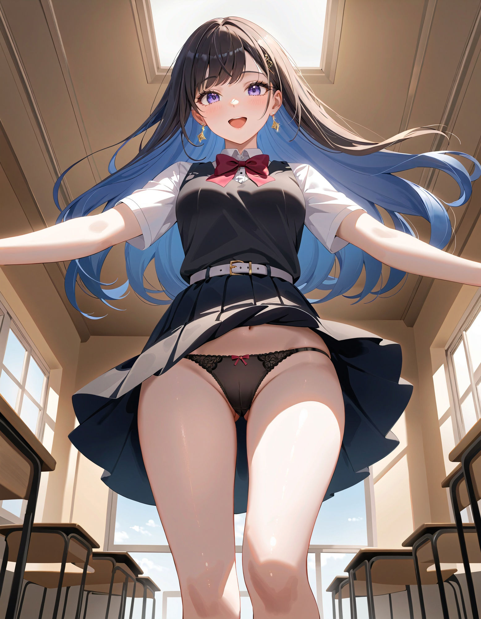 サンプル画像1:制服女子の風チラ2(D.P.H.) [d_413861]