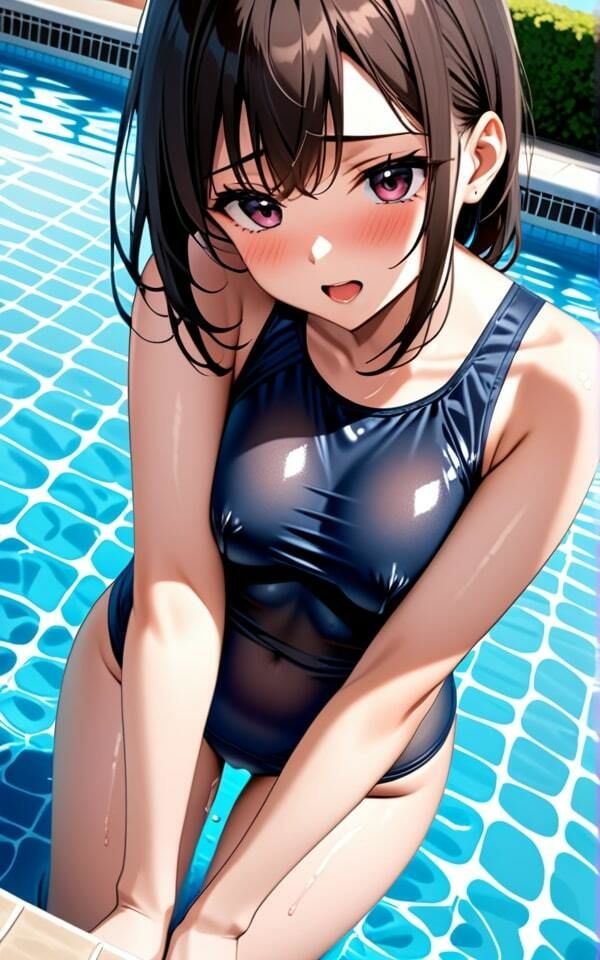 サンプル画像1:スクール水着がエロ過ぎる！ この水着って生地薄くない？(斜め45度の絶景) [d_413943]