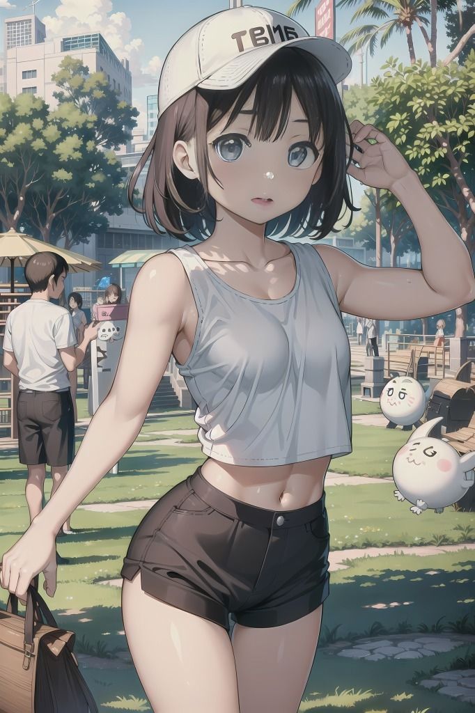 サンプル画像1:初夏のタンクトップ＋ホットパンツ美少女イラスト集(こがねトワイライト) [d_414448]