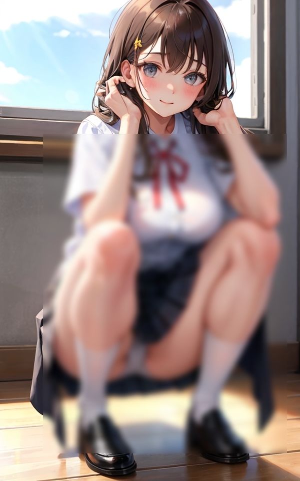 サンプル画像4:しゃがみパンチラ、見ていいよ(妄想ベジタリアン) [d_415043]