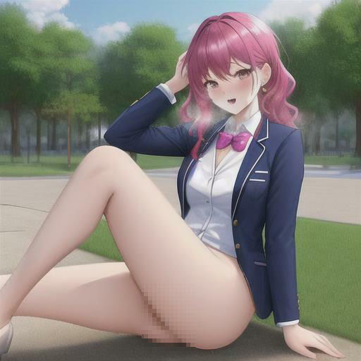 サンプル画像3:ピンク髪ウェーブブレザーちゃんのどこでも露出！！(まんまんちん) [d_415281]