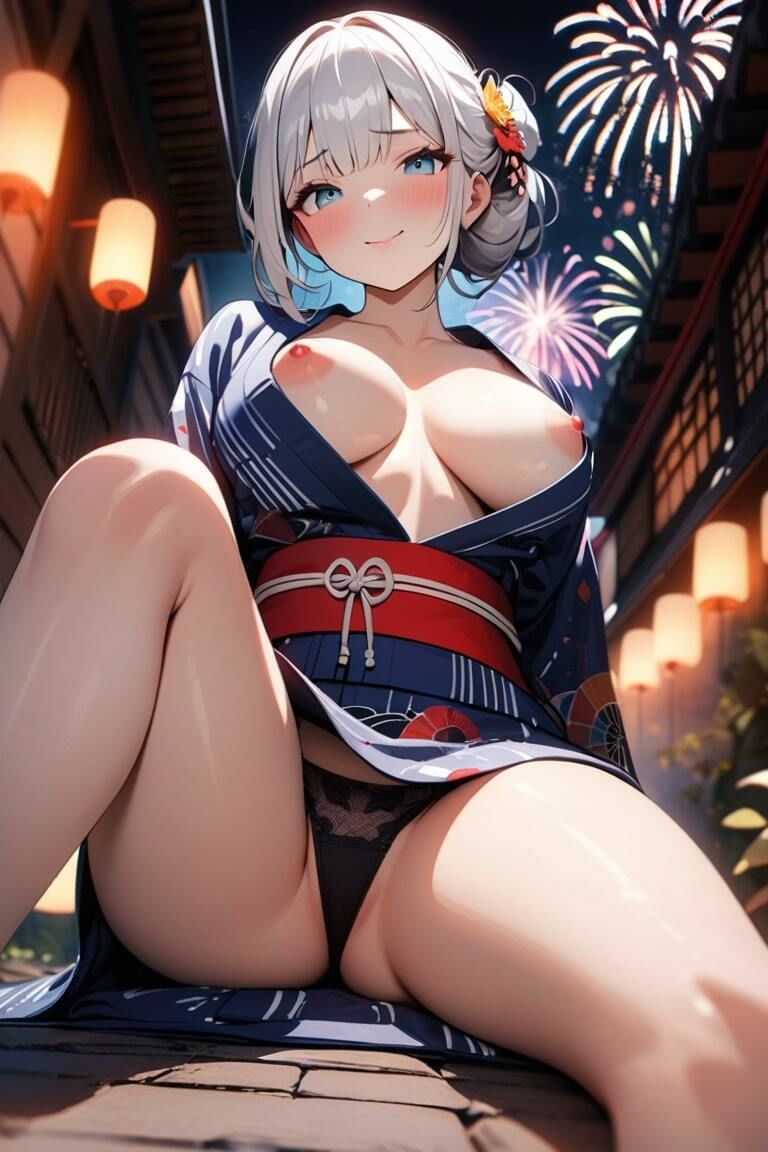 サンプル画像2:おっぱい丸出しで誘惑してくるドスケベ浴衣女子(ぎょぎょ肉ソーセージ) [d_415291]