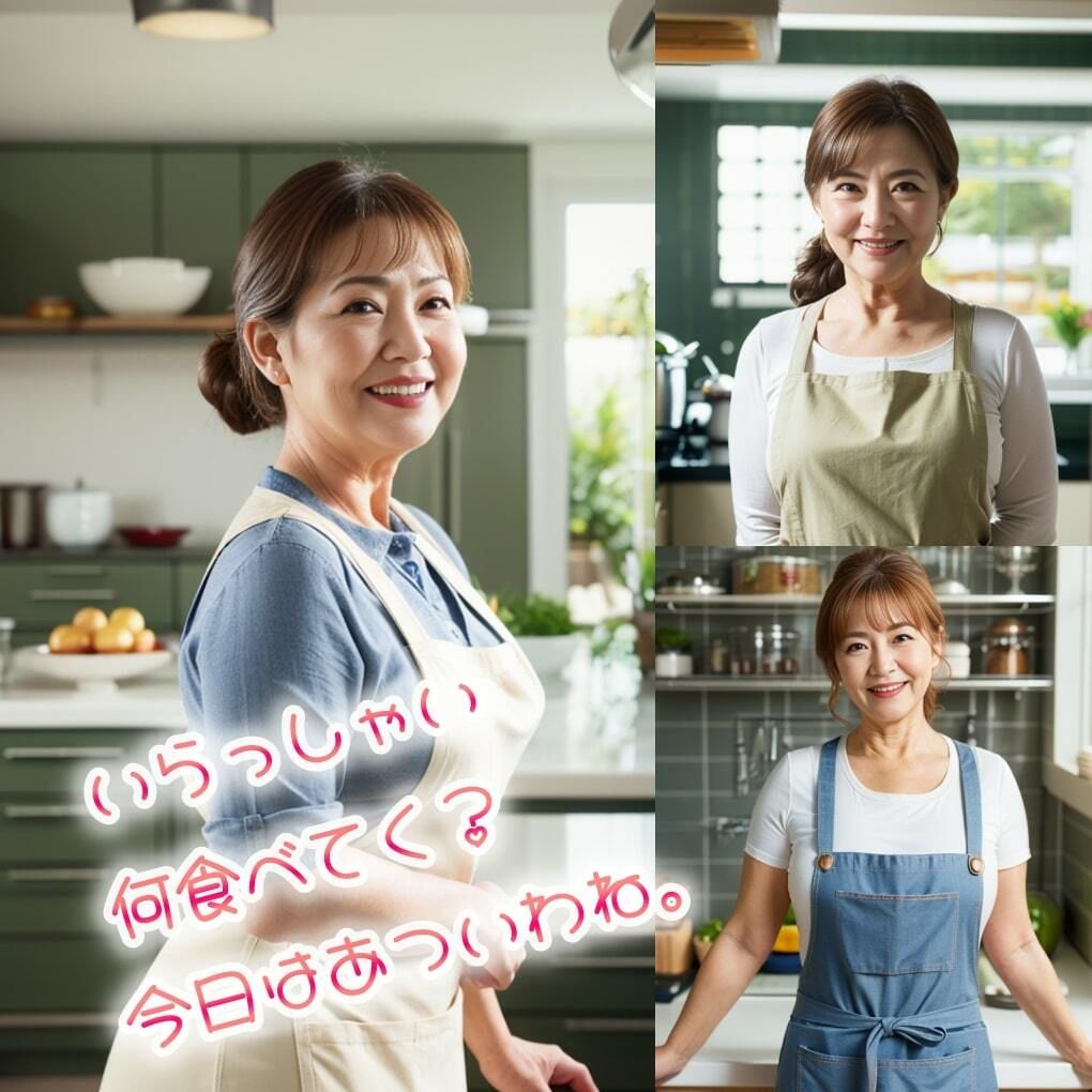 サンプル画像1:【着衣熟女】義母のキッチン〜エプロンからはみ出る暴れ陰毛〜(紐をギュッとね) [d_415520]