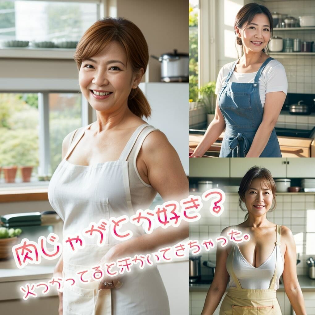 サンプル画像2:【着衣熟女】義母のキッチン〜エプロンからはみ出る暴れ陰毛〜(紐をギュッとね) [d_415520]